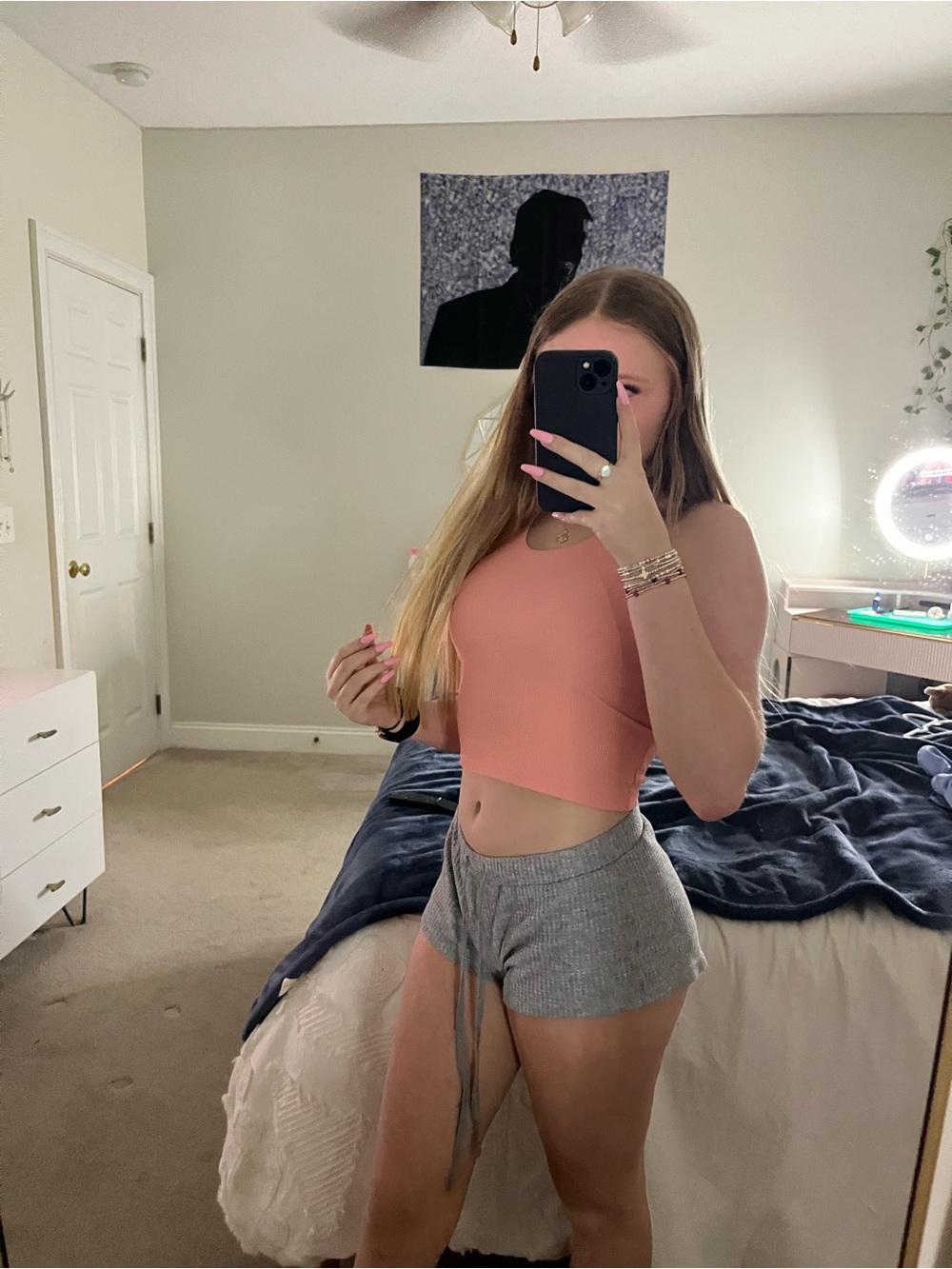 Lululemon Coral Pink Ribbed Cropped Tank XS